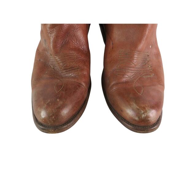 Frye Made in USA Brown Leather Cowboy Boots 10.5D Vintage 90s - Picture 10 of 11
